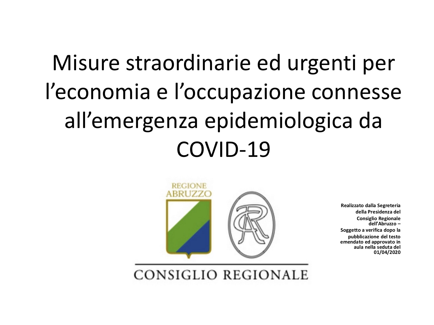 Coronavirus, misure straordinarie della Regione Abruzzo
